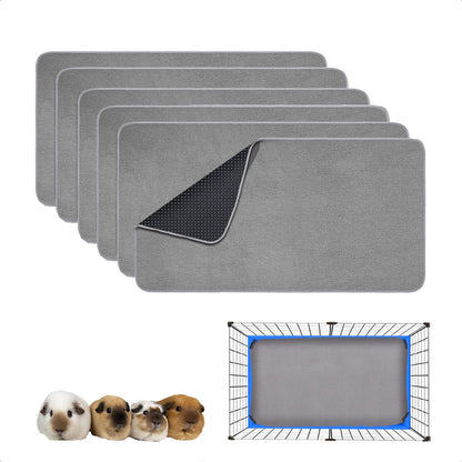 Guinea Pig Cage Liner, 4 Pack - Washable, Reusable, Leakproof Fleece Bedding Pads for Small Animals with Anti-Slip Bottom - for 15''X29'' Area, Gray - Image 11