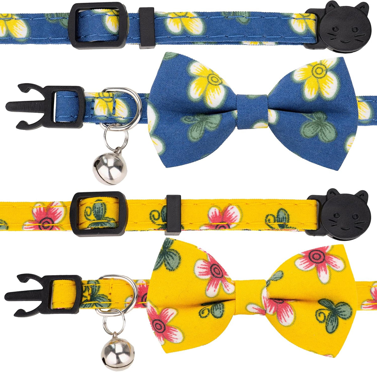Gyapet adjustable kitten safety collar with removable bowtie and bell close up view