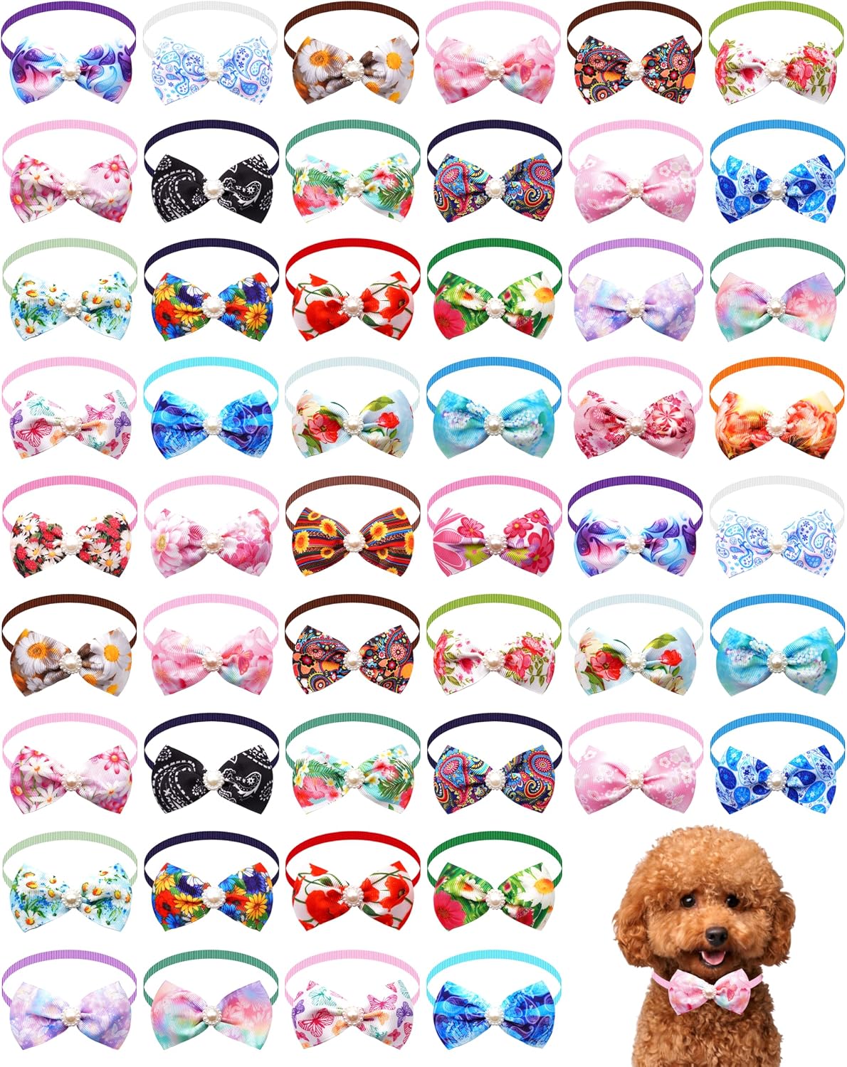 PET SHOW Cute Bow Ties Collar for Small Dogs Puppy Cats Adjustable Bowties Neckties Pet Grooming Accessories Assorted Randomly Pack of 50 (Boy Bow Ties) - Image 13