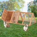 Rabbit Hutch, Small Chicken Coop Outdoor A-Frame Quail Cage with 2 Door & Run Cage Wooden Triangle Quail Hutch with Ventilating Wire Poultry Hutch for Small Animal (Wood) - Image 1