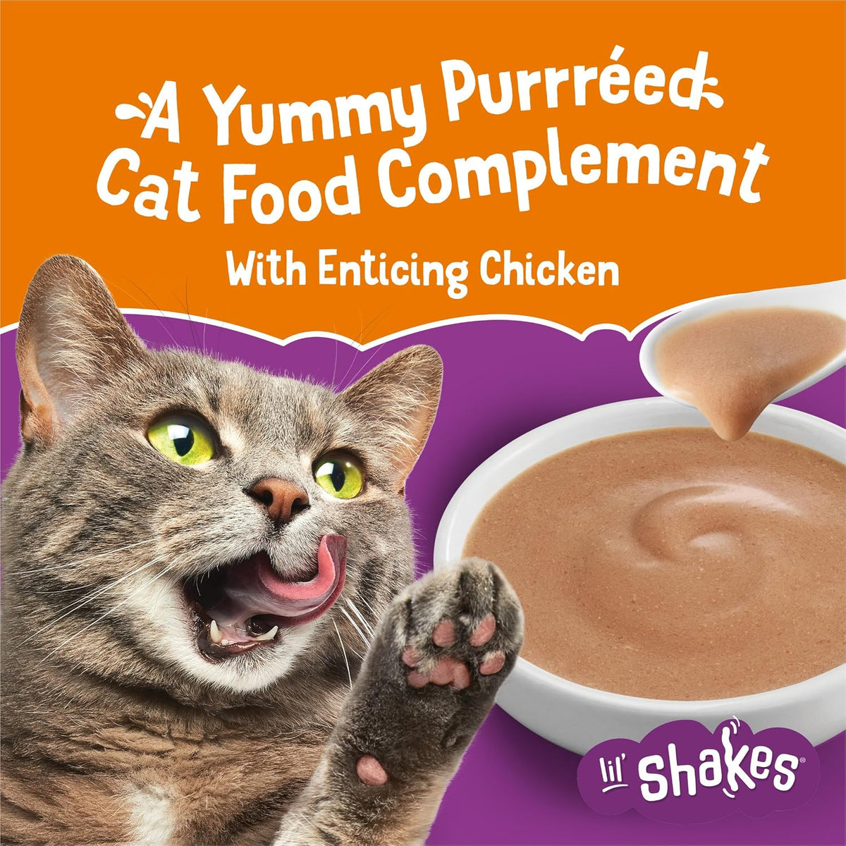 Premium imported USA cat meal mixer poured over dry kibble close up