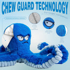 LEGEND SANDY blue octopus stuffed chew toy highlighting internal waterproof lining technology