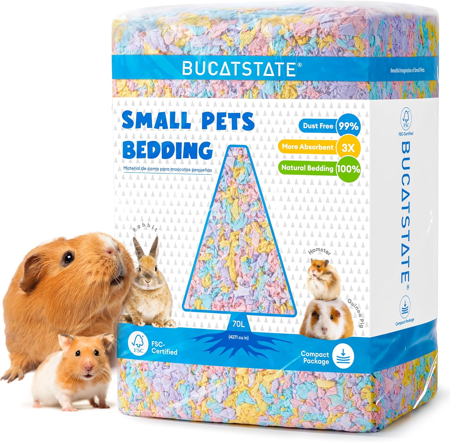 BUCATSTATE Hamster Bedding 70L, Truly 99% Dust-Free Small Animal Paper Bedding Odor Control, Cozy Hamster Litter for Rabbit Rat Syrian Dwarf Hamsters Gerbils (Harvest Sunset) - Image 9