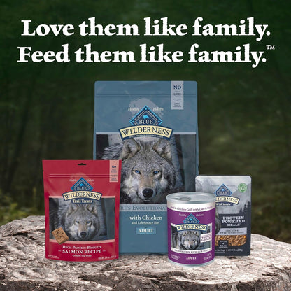 Blue Buffalo Wilderness protein powered meals six count packaging close up.