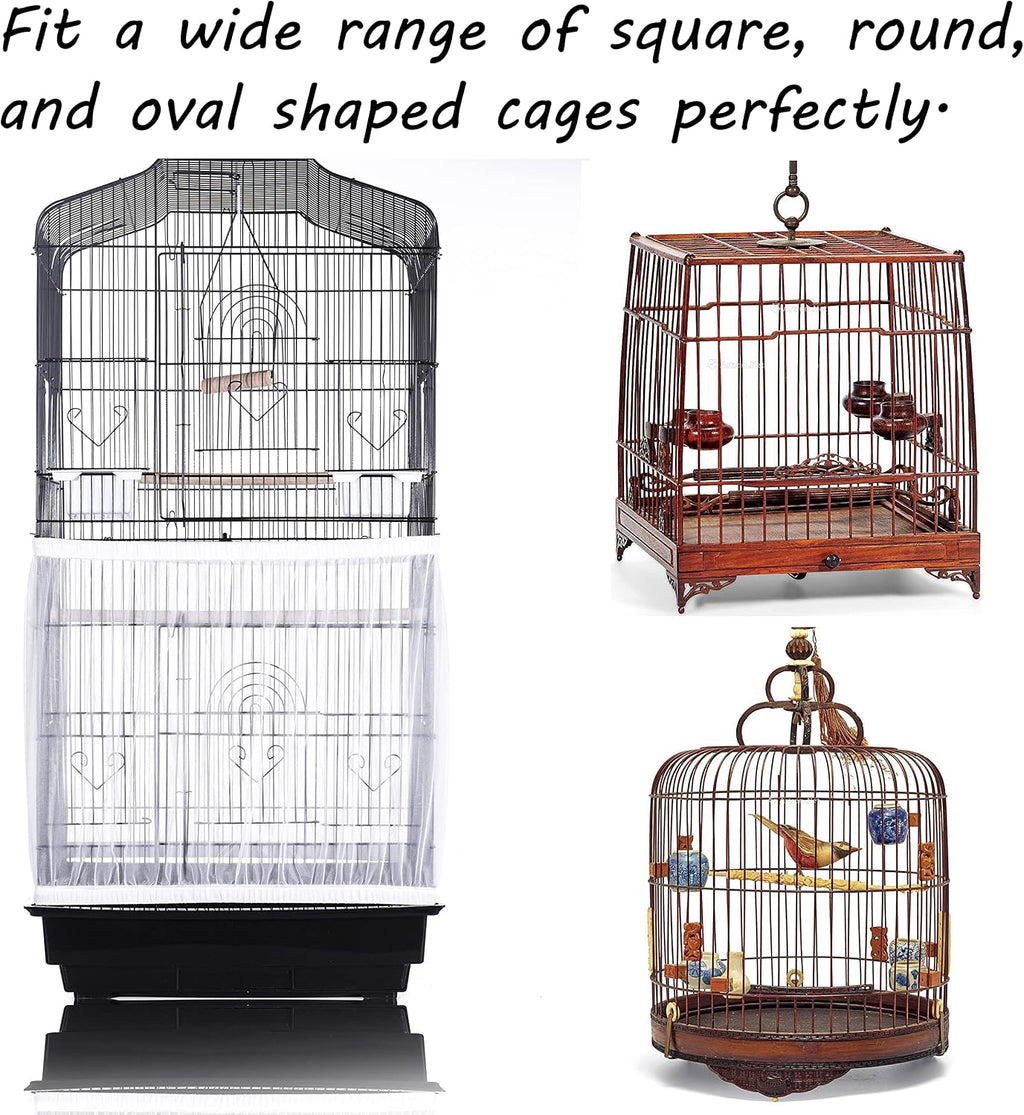 Tamu style Bird Cage Seed Catcher, Stretchy Mesh Skirt, 55-100 inch, White - Image 5