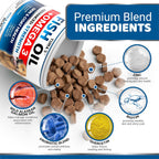 Salmon oil and biotin skin supplement for dogs back label view.