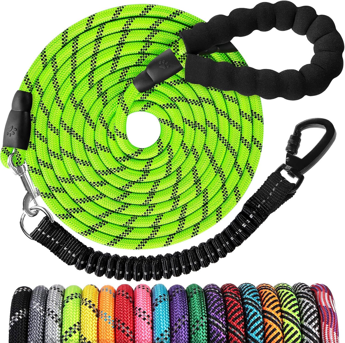 Long Dog Leash 15 FT: Heavy Duty Rope Leashes for Dogs Training with Swivel Lockable Hook Reflective Threads Bungee and Padded Handle - Dog Lead for Large Small Medium Dogs Outside Walking Hiking - Image 13