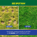 Dog urine neutralizer for grass showing back label instructions and coverage details