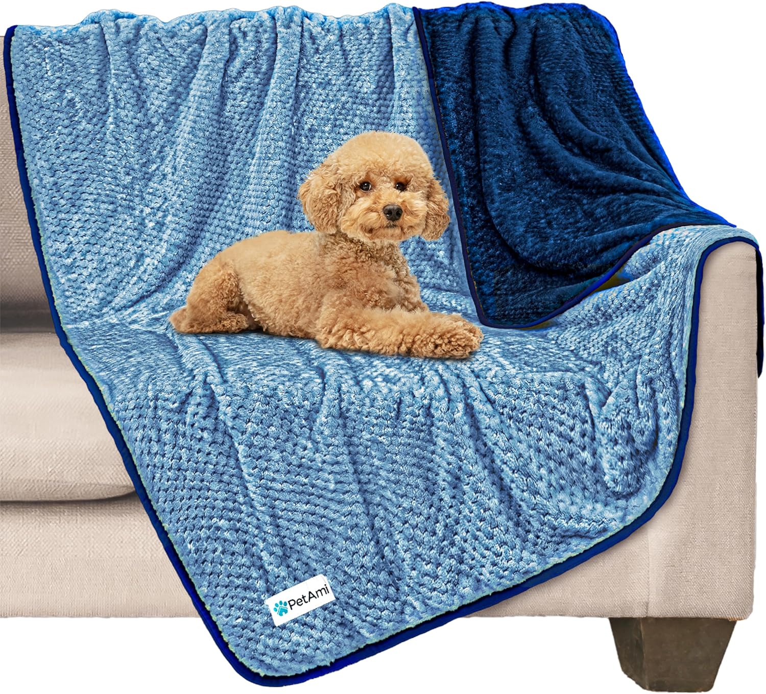 PetAmi Waterproof Dog Blanket, Leakproof XL Pet Blanket for Large Dogs, Furniture Sofa Couch Cover Protector, Fleece Cat Throw Bed Crate Kennel, Reversible Washable Soft Plush, Twin 60x80 Taupe Beige - Image 13