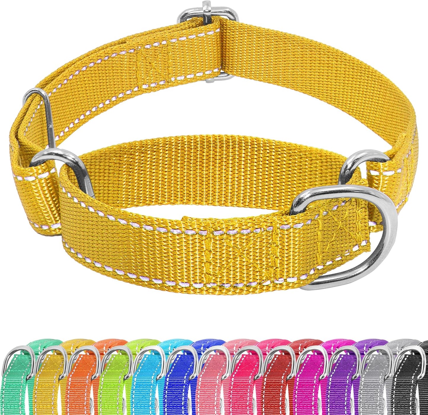 Seyezo Martingale Dog Collar - Adjustable No Buckle, Reflective Heavy Duty Nylon No Pull Collar for Small to Large Dogs, XS, Green - Image 14