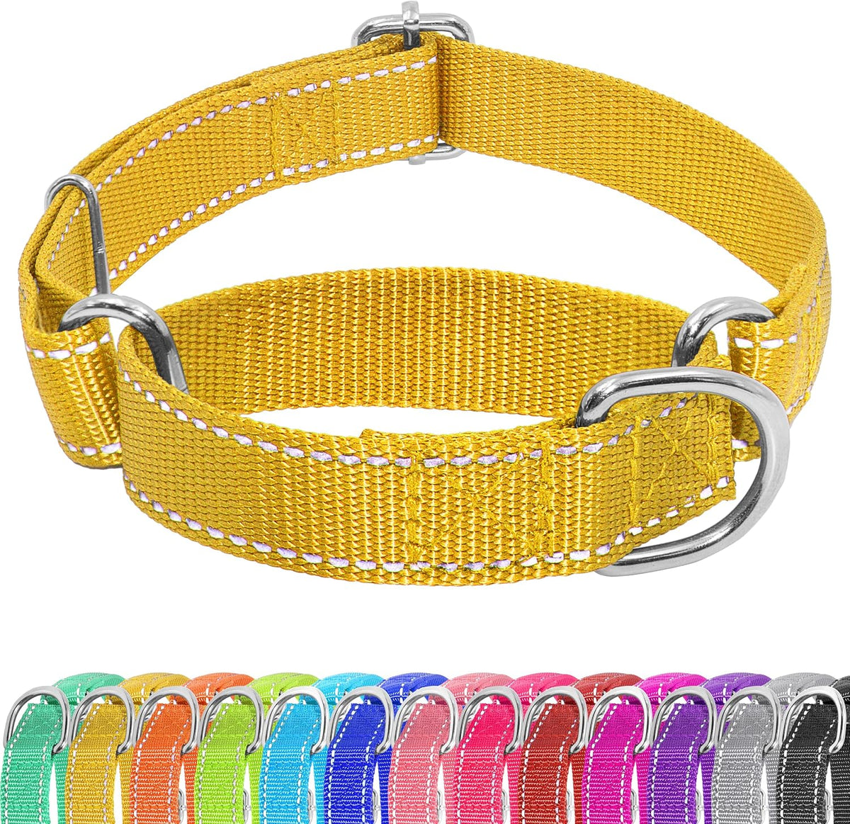 Seyezo Martingale Dog Collar - Adjustable No Buckle, Reflective Heavy Duty Nylon No Pull Collar for Small to Large Dogs, XS, Green - Image 14