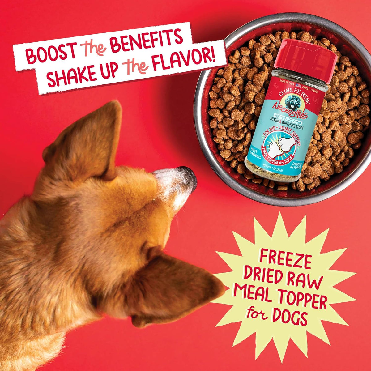 Charlee Bear hip and joint support dog food topper ingredients label