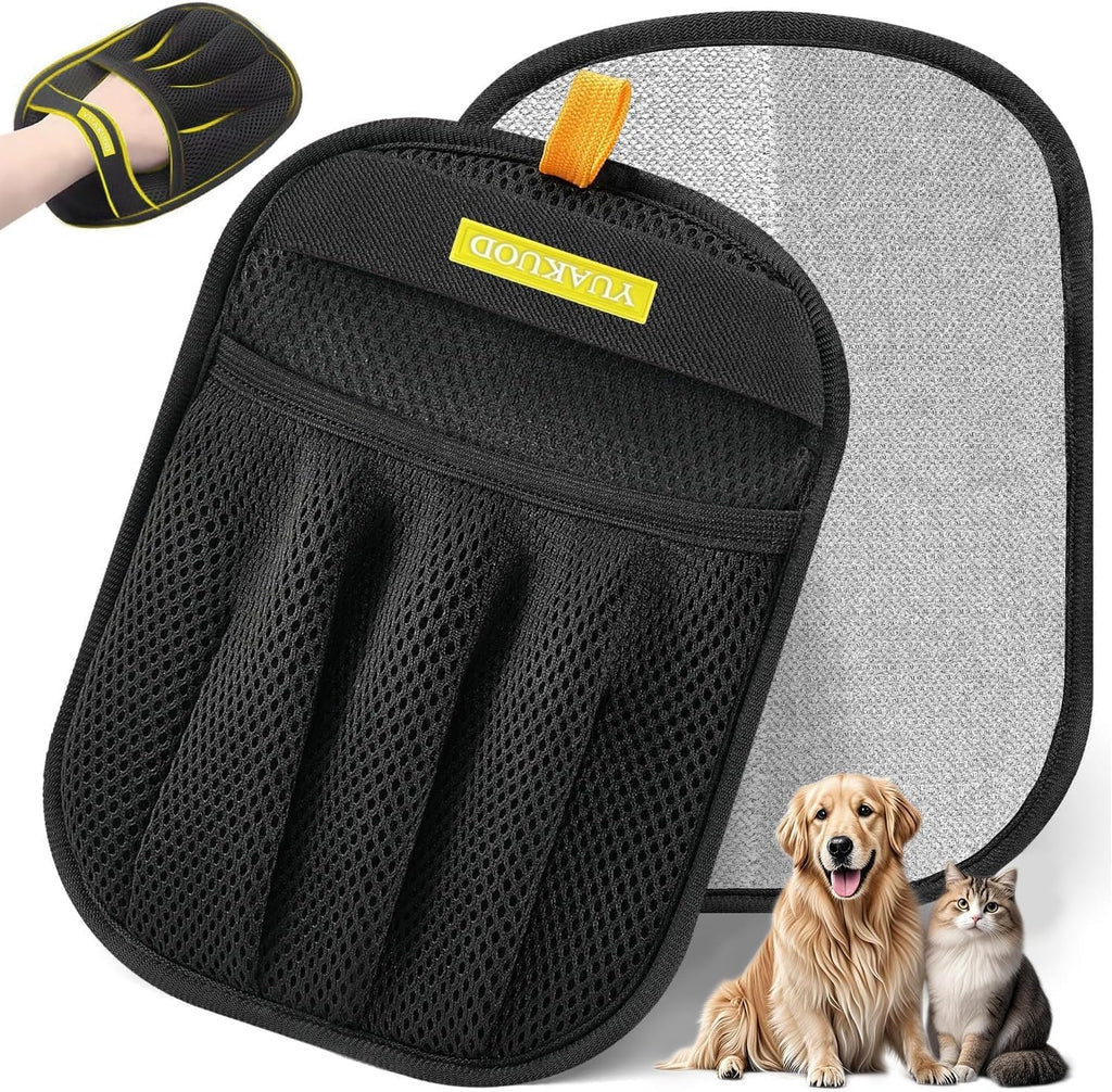 YUAKUOD pet hair removal glove front view for furniture cleaning