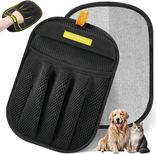 YUAKUOD pet hair removal glove front view for furniture cleaning