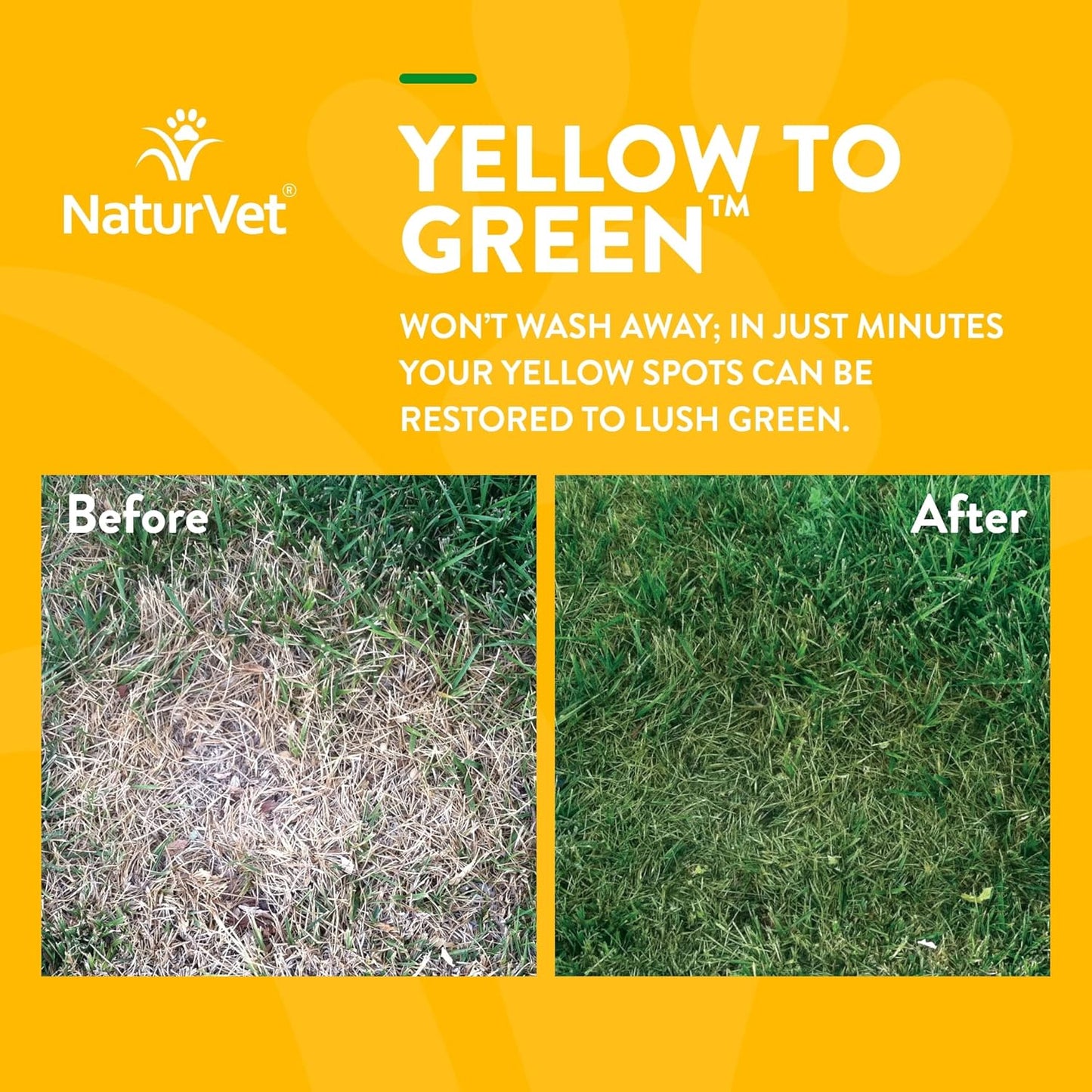Back label of NaturVet Yellow to Green lawn treatment