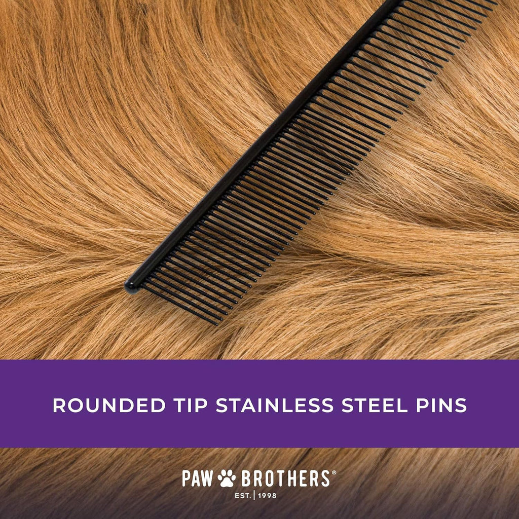 Ryan's Pet Supplies professional grade dog comb showing fine and medium steel pins