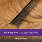 Ryan's Pet Supplies professional grade dog comb showing fine and medium steel pins