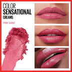 Maybelline Color Sensational moisturizing pink lipstick cap and base packaging