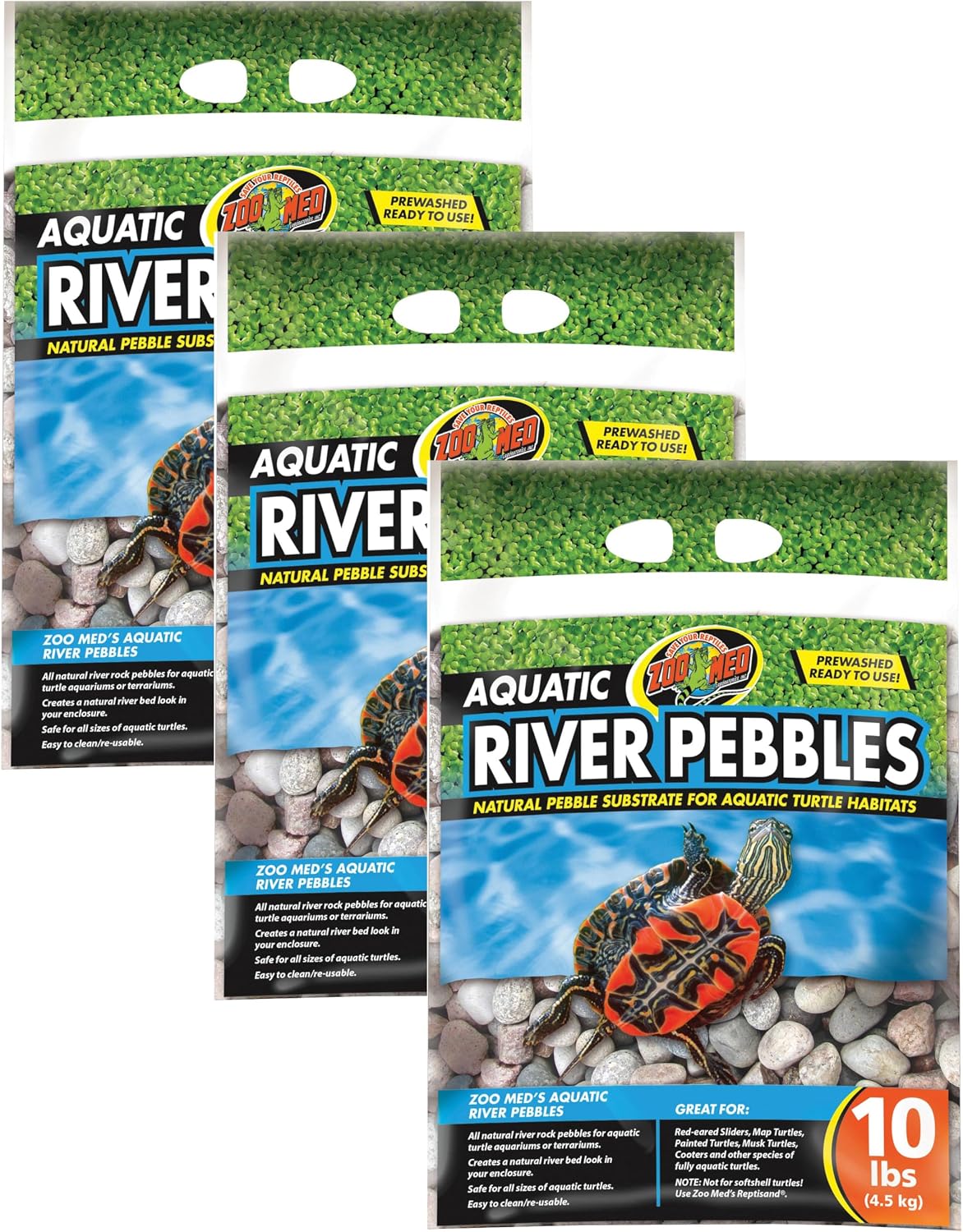 Zoo Med 10 pound river rock substrate bag for turtles
