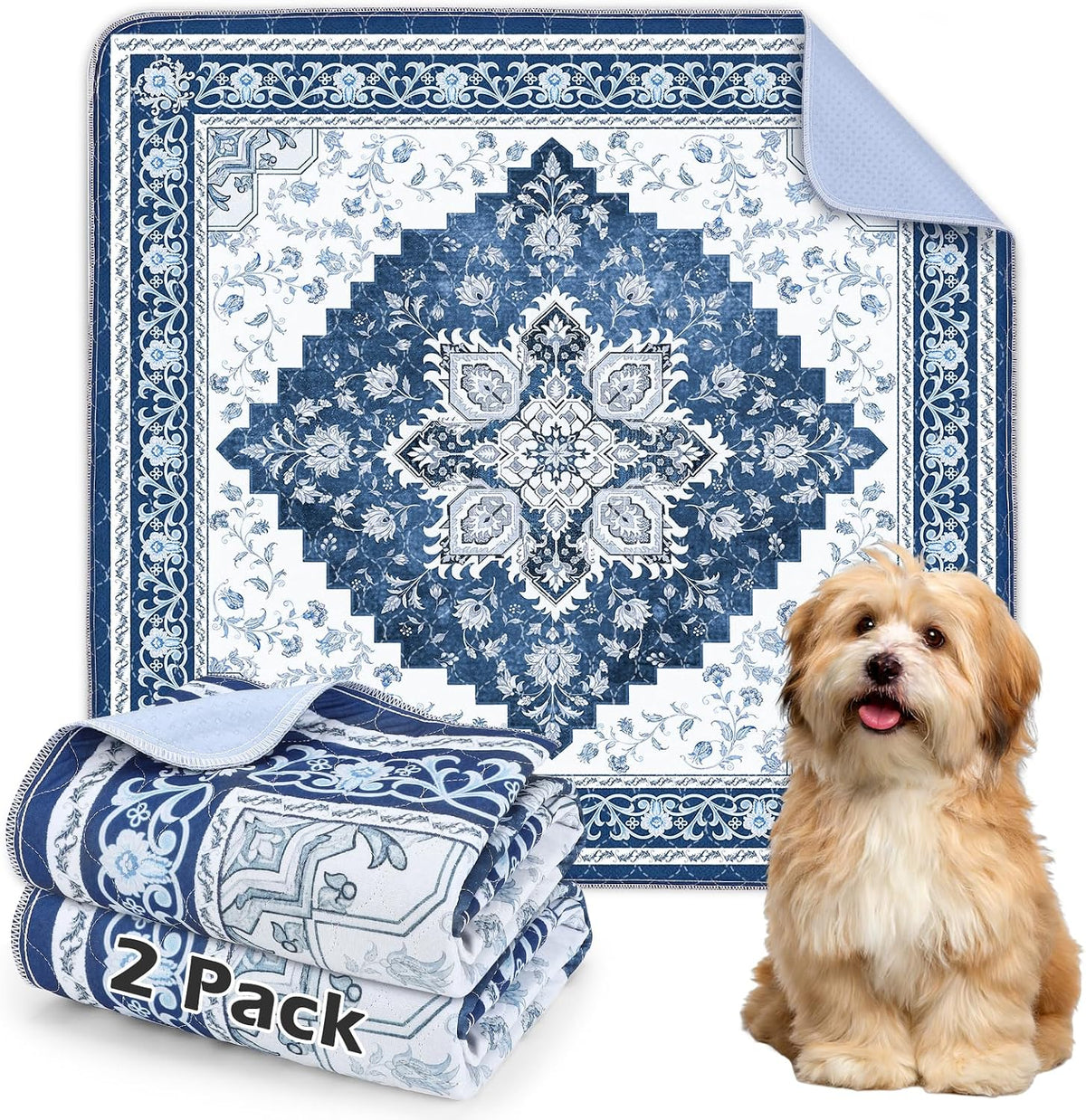 INVENHO Washable Pee Pads for Dogs 72"x72" Reusable Dog Pads Extra Large Upgrade Non-Slip Dog Pee Pads Heavy Absorbency Puppy Pee Pads Quick Dry Whelping Pads/Waterproof Puppy Training Pad - Image 13