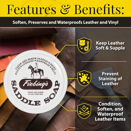 Fiebing's white saddle soap for cleaning shoes and luxury handbags
