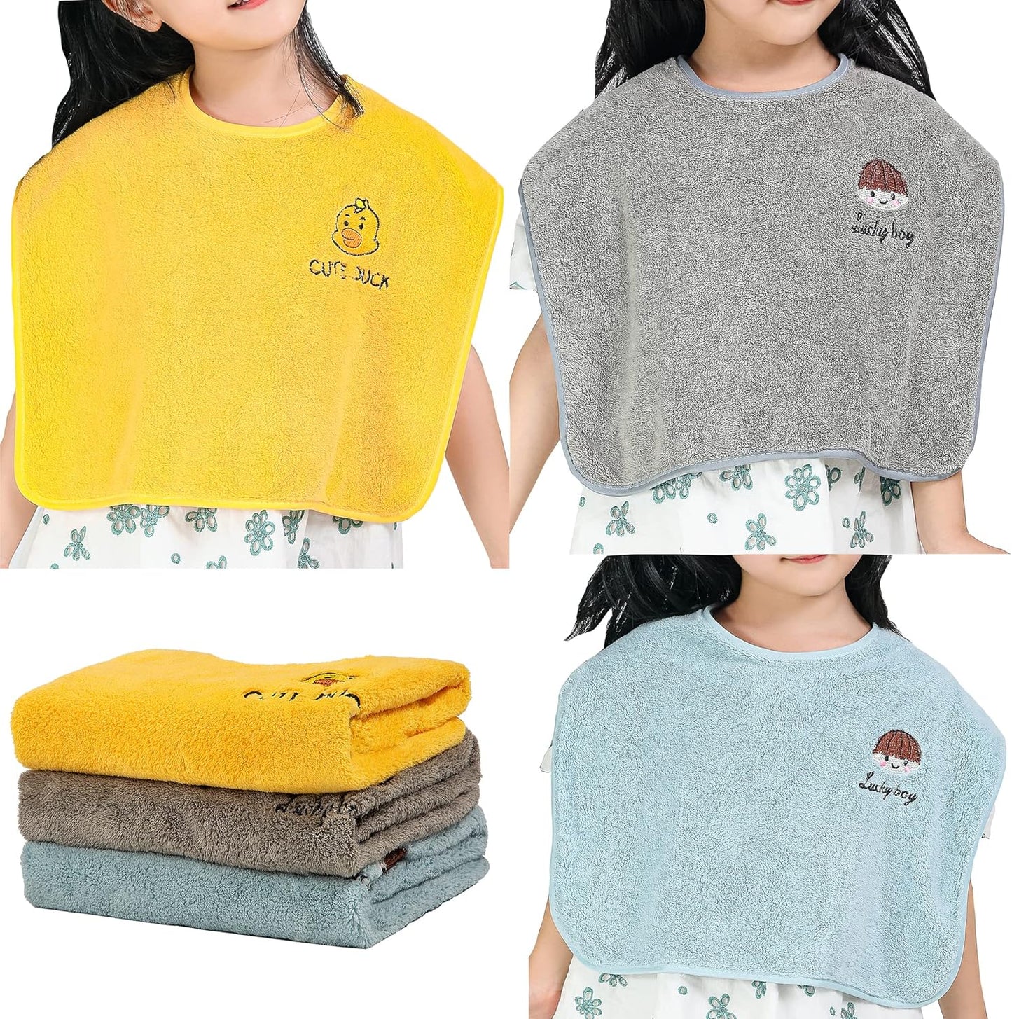 Raxifu waterproof toddler feeding bibs 3 pack front view