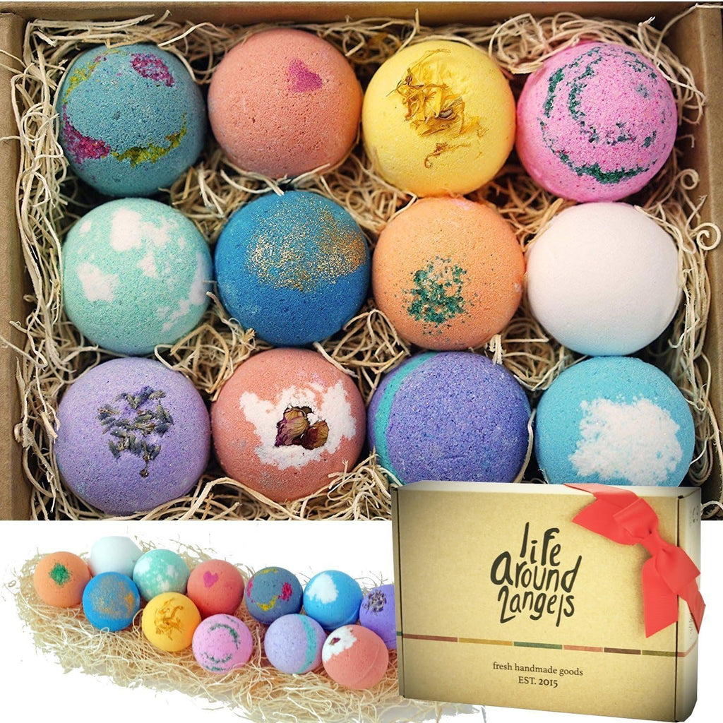 LifeAround2Angels handcrafted bath bombs gift set front view.