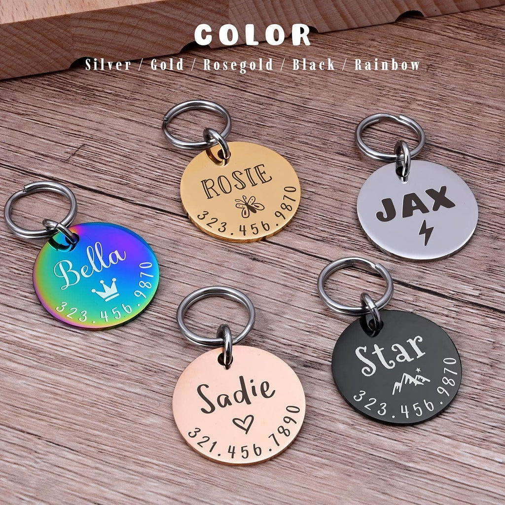 KEVSUN extra small stainless steel cat ID tag with lovely symbols.