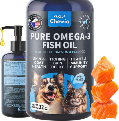 Chewia Pure Omega 3 Fish Oil for dogs and cats front view bottle