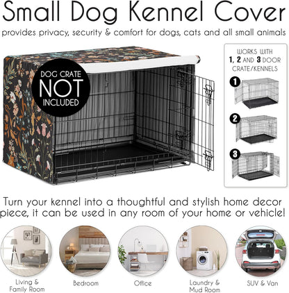 Side view of floral boho dog cage cover by Sweet Jojo Designs