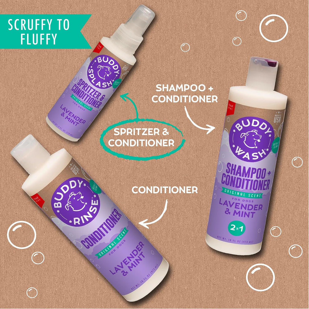 Professional grooming spray for dogs by Buddy Biscuits