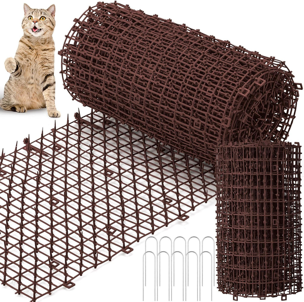 Sanwuta 2 piece cat spike mat brown front view for pet deterrent