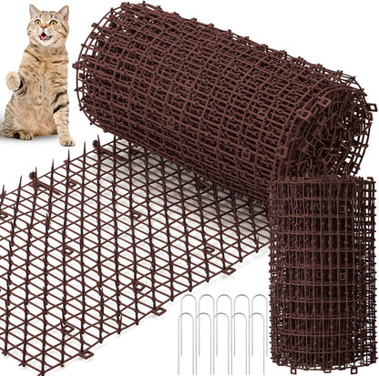 Sanwuta 2 piece cat spike mat brown front view for pet deterrent