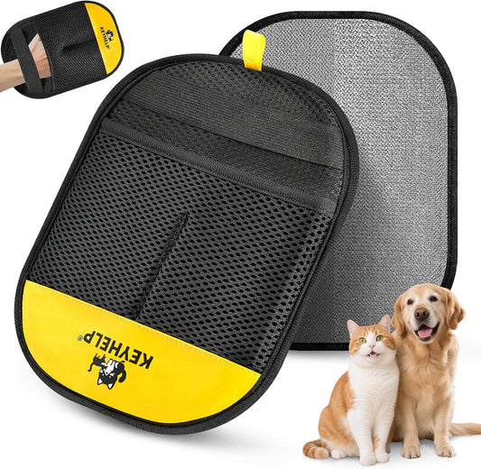KEYHELP pet hair removal glove front view showing electrostatic palm
