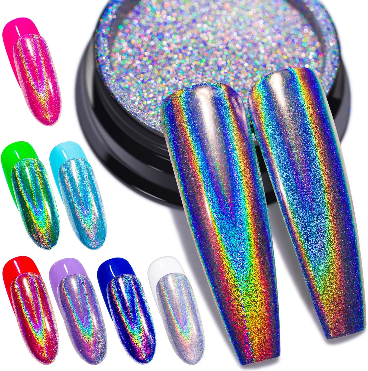 GA&EN holographic nail powder jar with mirror effect