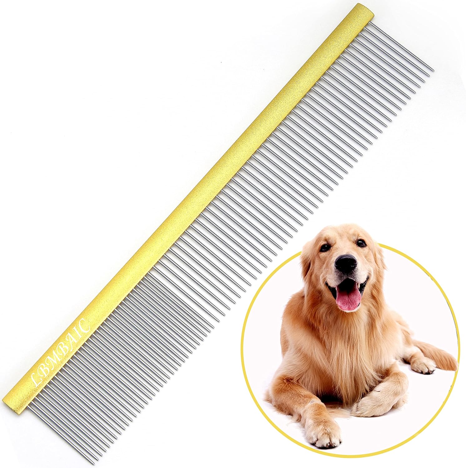 Metal Dog Grooming Comb for Shedding Tangles,Knots,Mats.Dog Combs With Long Wide Tooth for Long Thick Curly Hair Metal Pet Comb for Poodles and Goldendoodles Dematting.7.5INCHES.(Blue) - Image 10