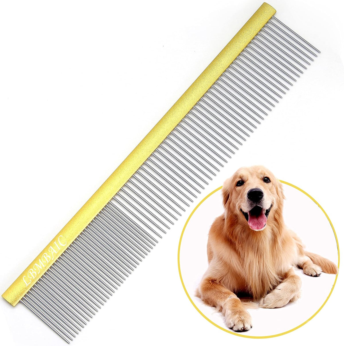 Metal Dog Grooming Comb for Shedding Tangles,Knots,Mats.Dog Combs With Long Wide Tooth for Long Thick Curly Hair Metal Pet Comb for Poodles and Goldendoodles Dematting.7.5INCHES.(Blue) - Image 10