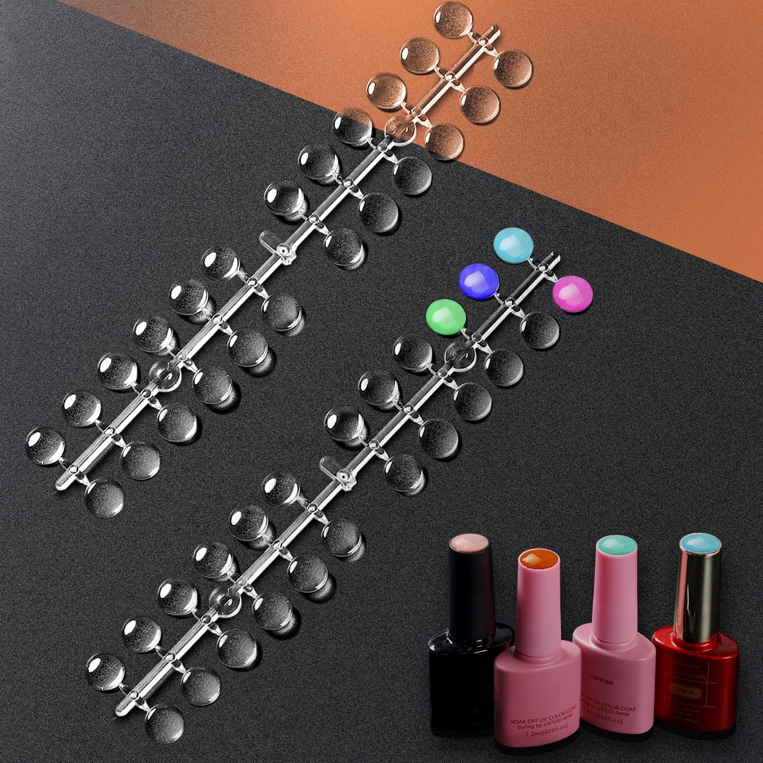 Jassins 120 pieces clear nail art display tips set
