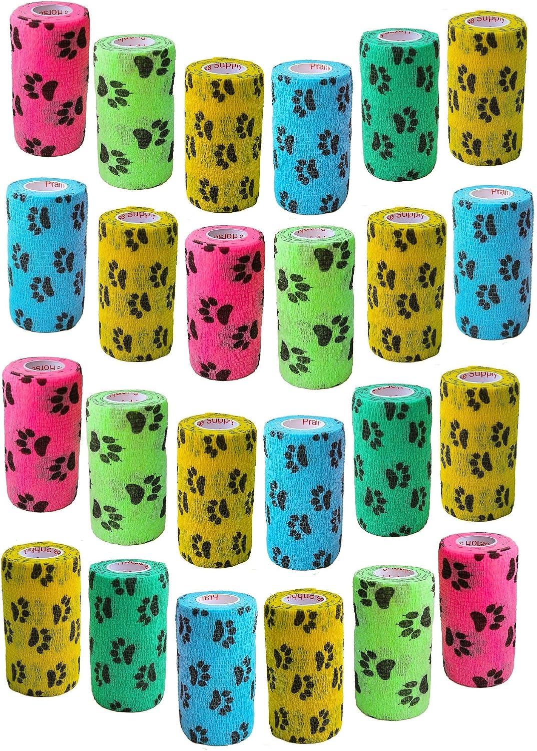 24 Pack Premium Vet Wrap - Self Adhesive Bandage Wrap & Athletic Tape - 4" x 5 Yards Elastic & Self-Sticking Cohesive Bandage for Pets, Sports, Wrists & Ankles - Assorted by Prairie Horse Supply - Image 10