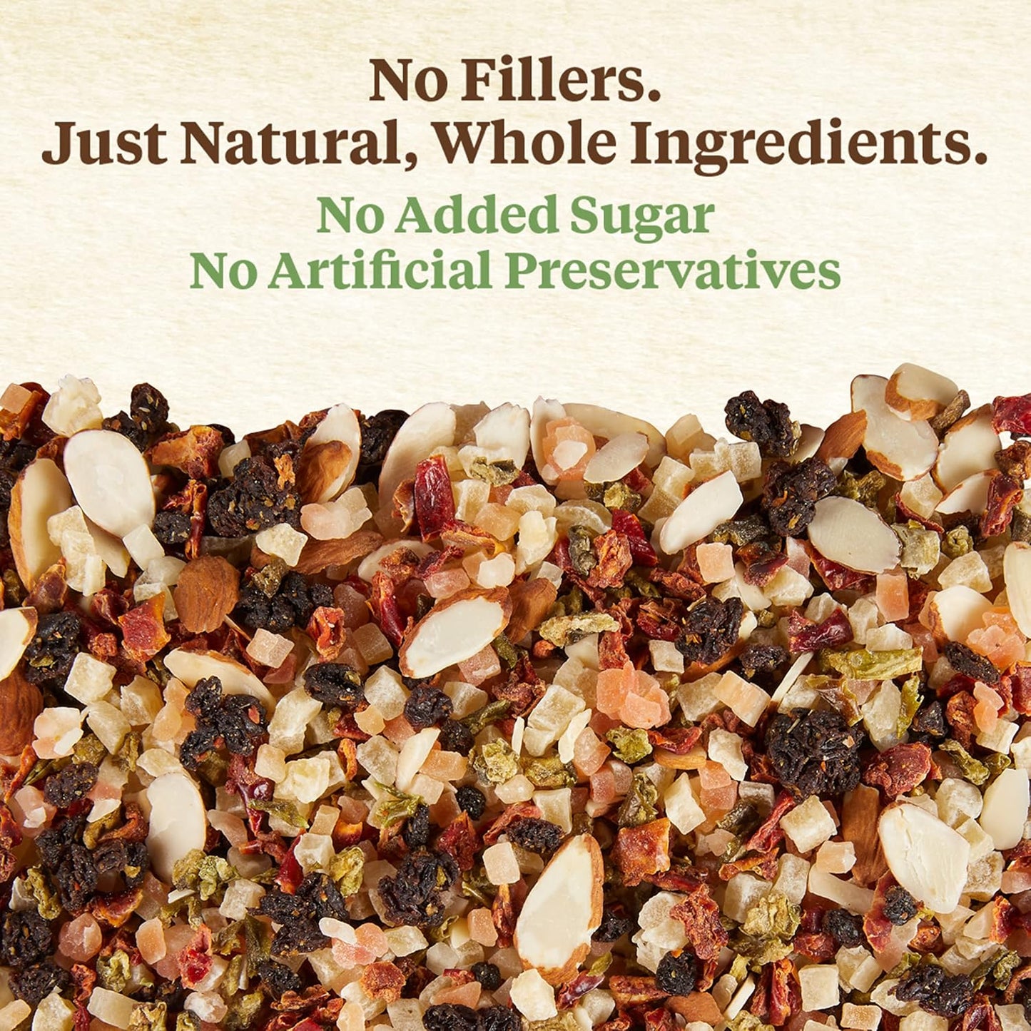 Close up of Kaytee Food From The Wild nutritional information