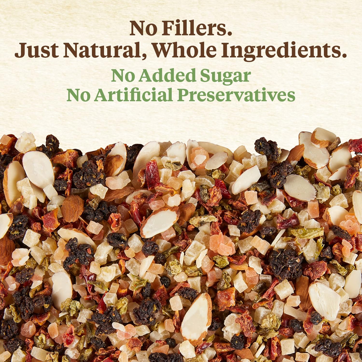 Close up of Kaytee Food From The Wild nutritional information