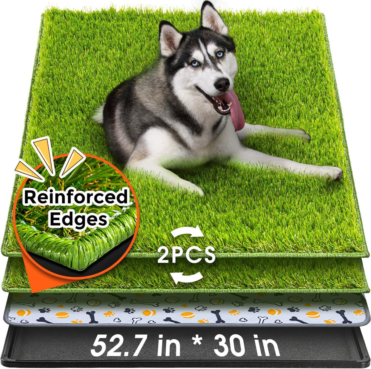 Hompet Dog Grass Pad with Tray Large, 41"x27", 2 Reusable Artificial Turf for Dogs Potty, Waterproof Non-Slip Washable Pee Pads, Quickly Absorbency Portable Dog Litter Box for Indoor/Outdoor Use - Image 13