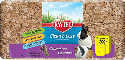Kaytee lavender bedding showing expansion volume