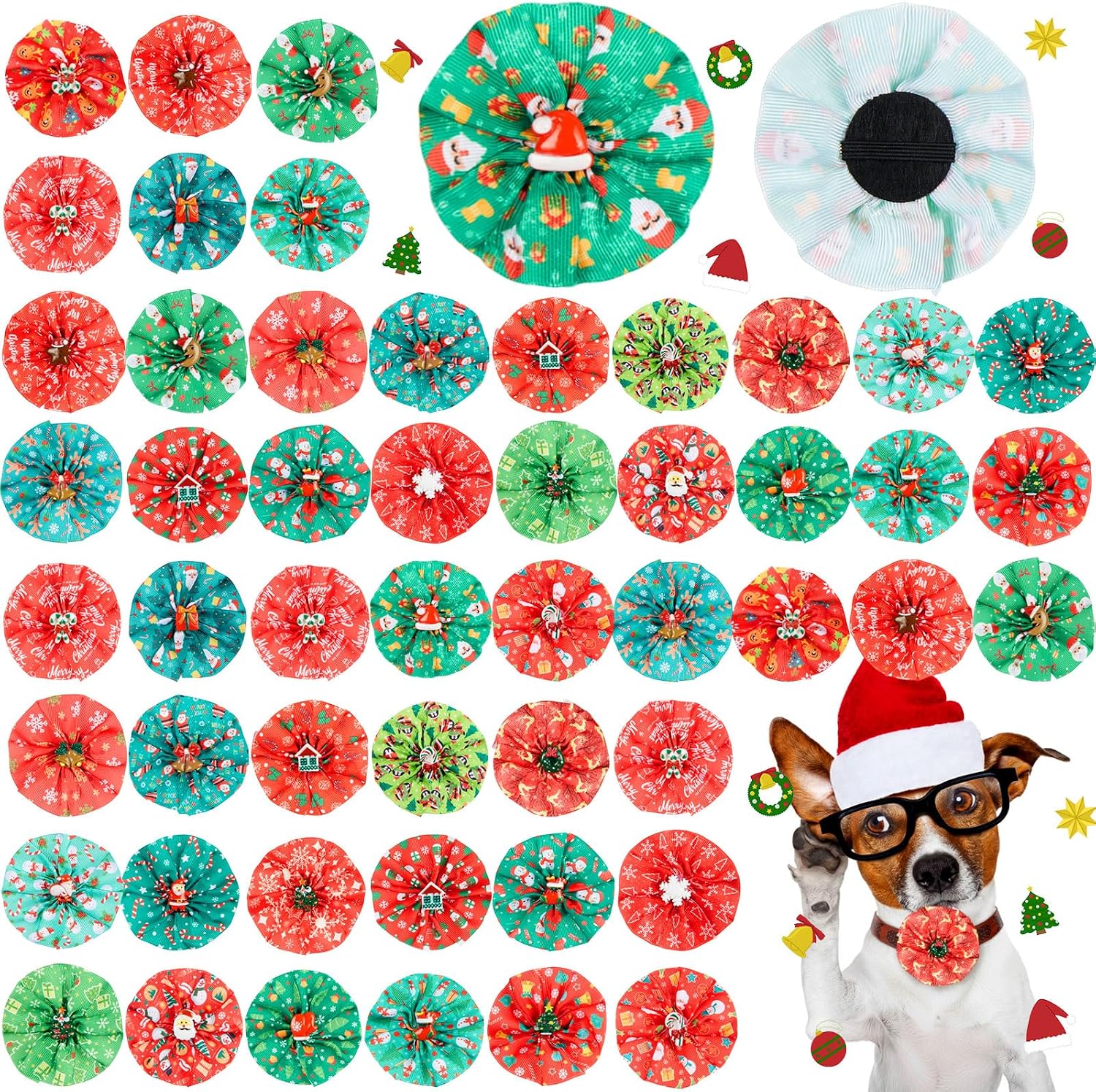 Huhumy 50 Pcs Summer Collar Bows for Dogs Hawaiian Bow Ties Flowers Charms Attachment for Small Medium Large Dogs Cats Collar Accessories Summer Party Costumes - Image 13