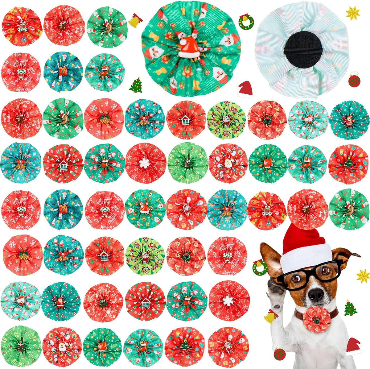 Huhumy 50 Pcs Summer Collar Bows for Dogs Hawaiian Bow Ties Flowers Charms Attachment for Small Medium Large Dogs Cats Collar Accessories Summer Party Costumes - Image 13