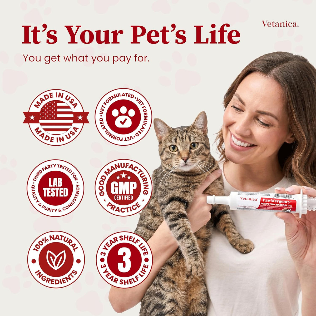 Vetanica PawMergency two pack oral charcoal treatment kit for home and outdoor pet safety.