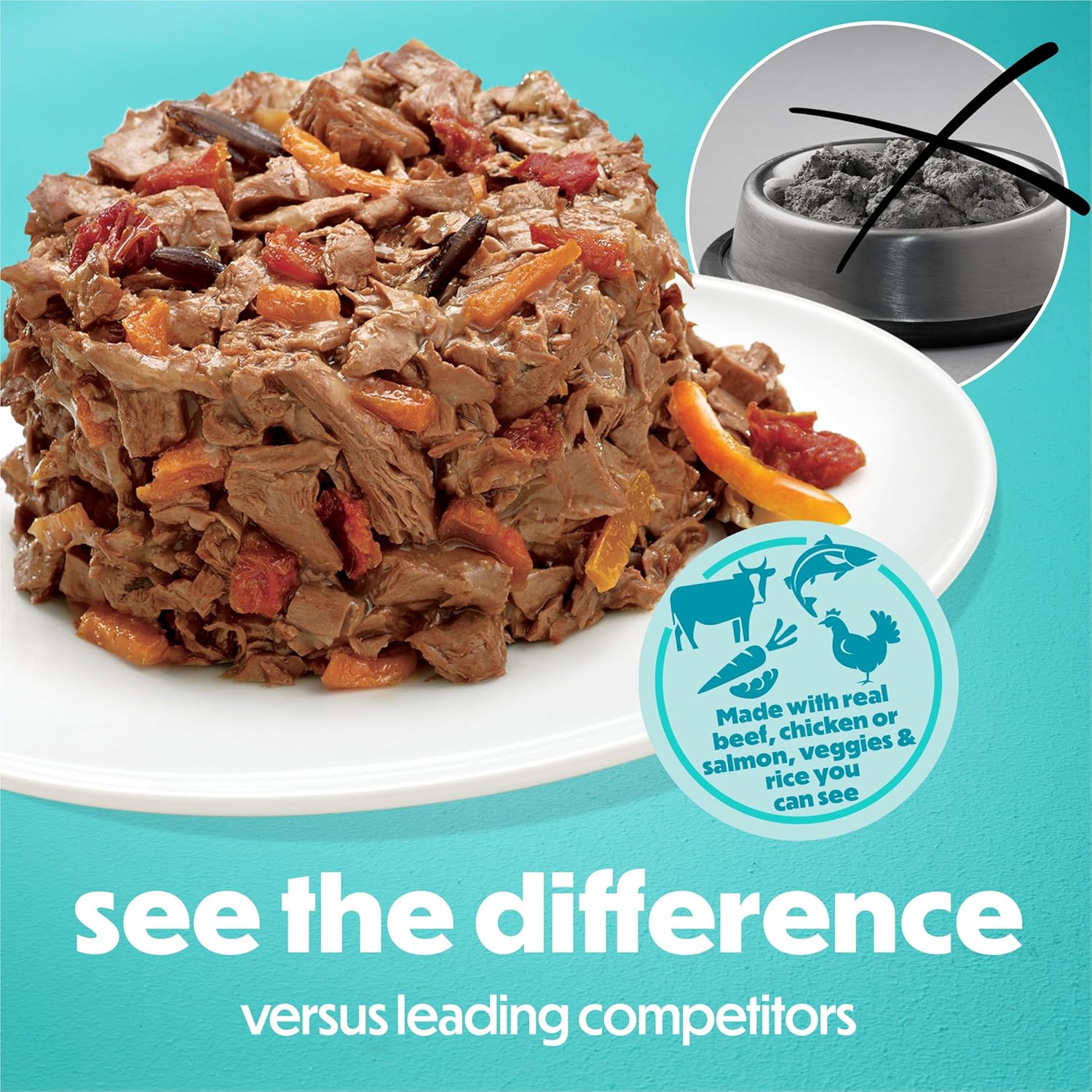Purina Beneful small breed wet food cans featuring real beef chicken and salmon recipes with gravy.