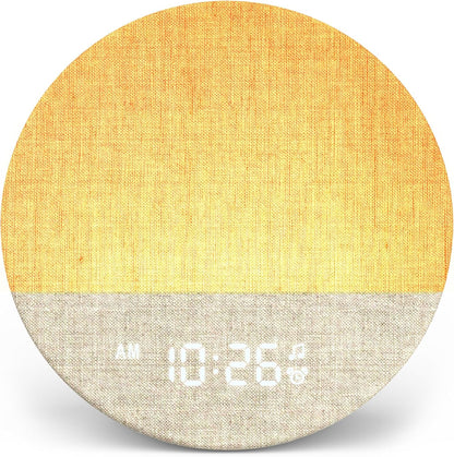 Dreamegg Sunrise 1 alarm clock front view with fabric finish.