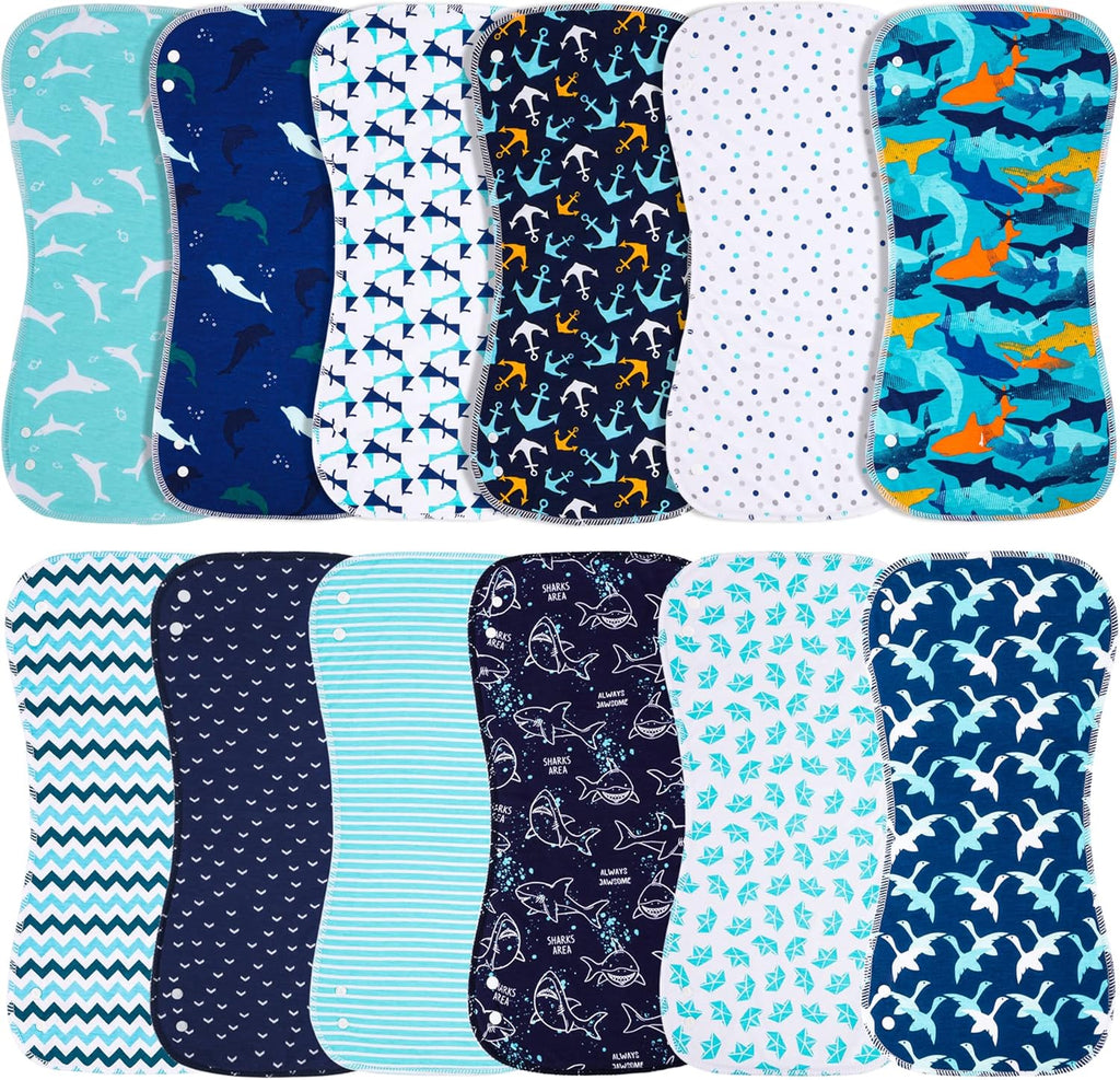 Benoxine 2-in-1 baby burp cloths and bibs 12-pack front view