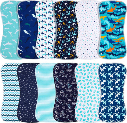 Benoxine 2-in-1 baby burp cloths and bibs 12-pack front view